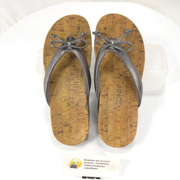 Vionic 340 Cassie Slip On Leather Slide Sandals Womens Size 5 TVW4294 Silver - Picture 6 of 9